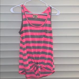 Like new pink and grey Tank with from tie - size S